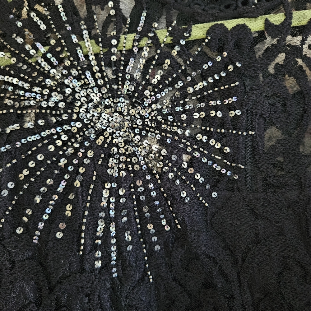 FREE PEOPLE The North Star Dress - Black Lace, Chrystal And Sequin Stars - Picture 8 of 8
